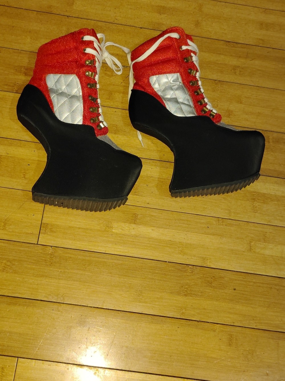 Jeffrey Campbell Vintage Heel Less Platform Lace Up Ankle Boots Sz 10 - Picture 4 of 7